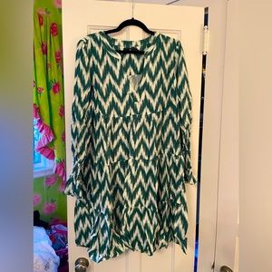 Green Ikat cotton swing dress XXXL/size 18